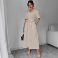 spring/summer european and american cross-border solid color elegant casual dress