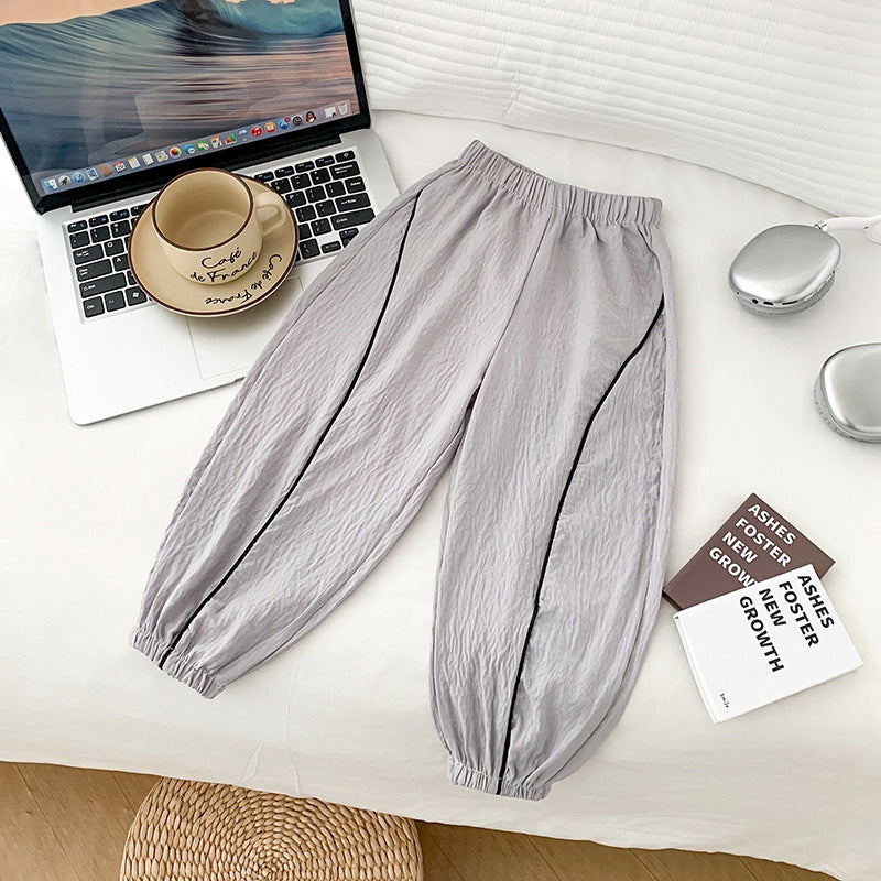 Summer kids' mosquito pants:  new trendy styles for boys and girls - casual, stylish, loose-fit, comfortable air conditioning pants with elastic ankles