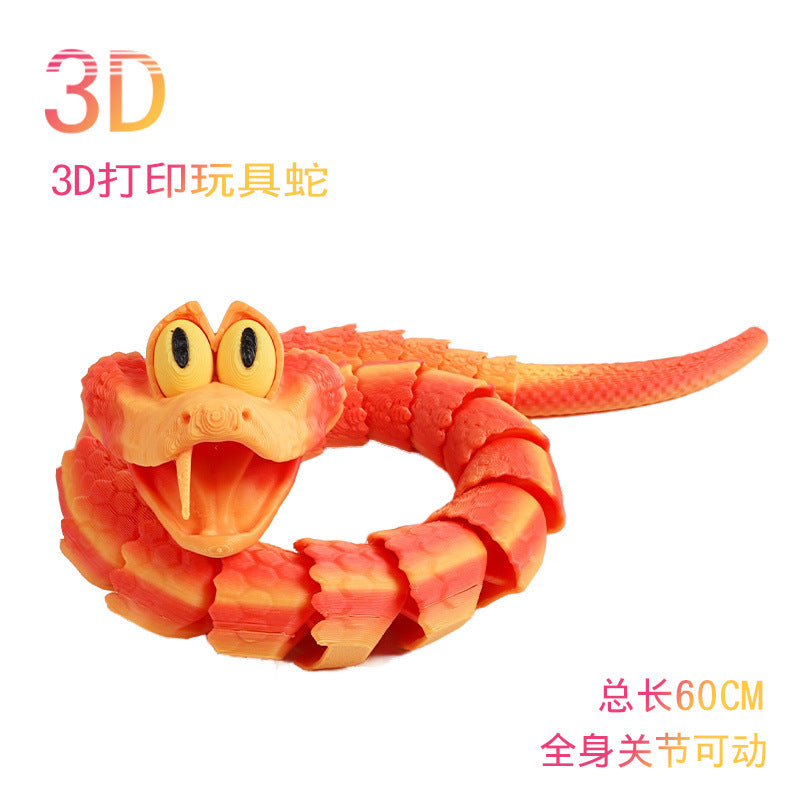 Kids' zootopia inspired gary the snake 3d printed figurine - articulated joints, stress relief, prank toy for boys
