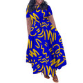 D3375 european and american  cross-border african loose printed large size strap mid-length large swing dress women's clothing