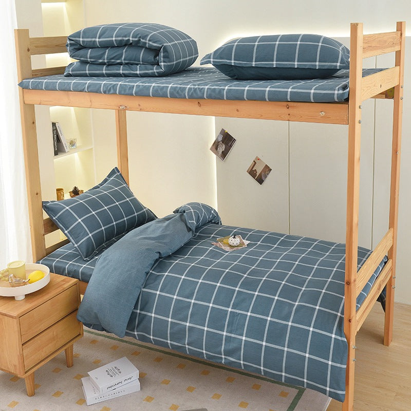 Student dormitory quilt cover three-piece bed sheet pure cotton single bed children's bed quilt cover simple four-season universal 3