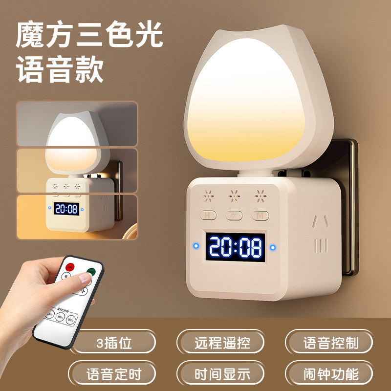 Smart voice control sound activated night light - bedside, bedroom, sleep aid, home use, plug-in, multi-functional lamp