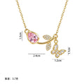 Popular and versatile copper-inlaid zirconium full-diamond tulip butterfly necklace for women, accessible luxury niche elegant clavicle chain jewelry