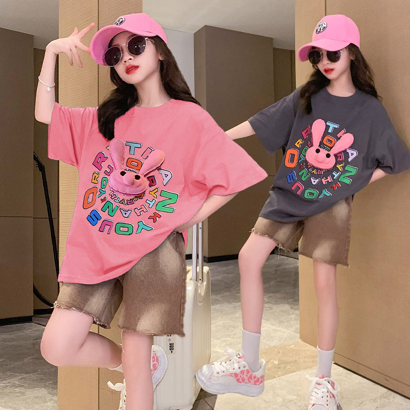 Girls' summer outfit set - new  styles for older girls: trendy summer activewear, popular kids' summer fashion