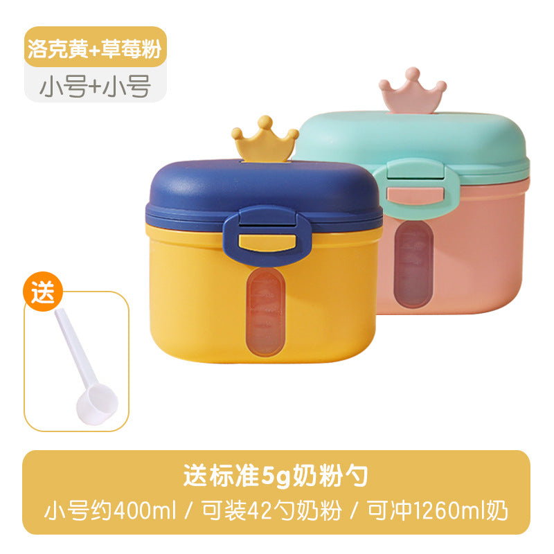 Baby double-layer formula dispenser, portable rice cereal storage container, airtight moisture-proof divided compartment dispenser, baby supplies