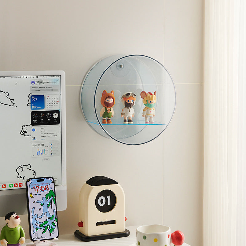 Round wall-mounted doll display box ins wind living room entrance tide play figure blind box storage box transparent display stand