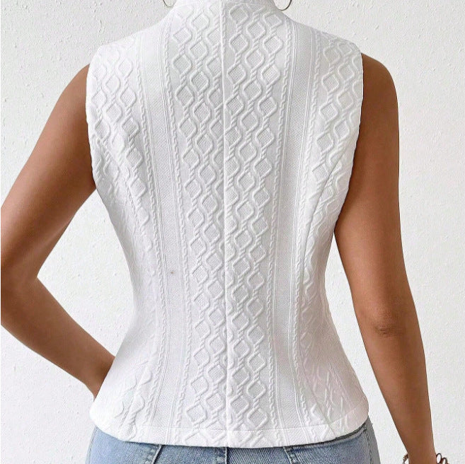Women's versatile sleeveless blazer vest casual jacket button-up vest top cross-border fashion export vest