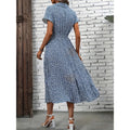 Shipped:  european and american cross-border v-neck slit bohemian vacation dress - summer women's fashion slim fit