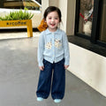 Girls' casual outfit:  autumn/winter cartoon kitten knit sweater, trendy and stylish two-piece set for kids
