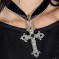 Gothic cross necklace wholesale - cross-border hot seller - unique & edgy hollow floral fabric choker necklace