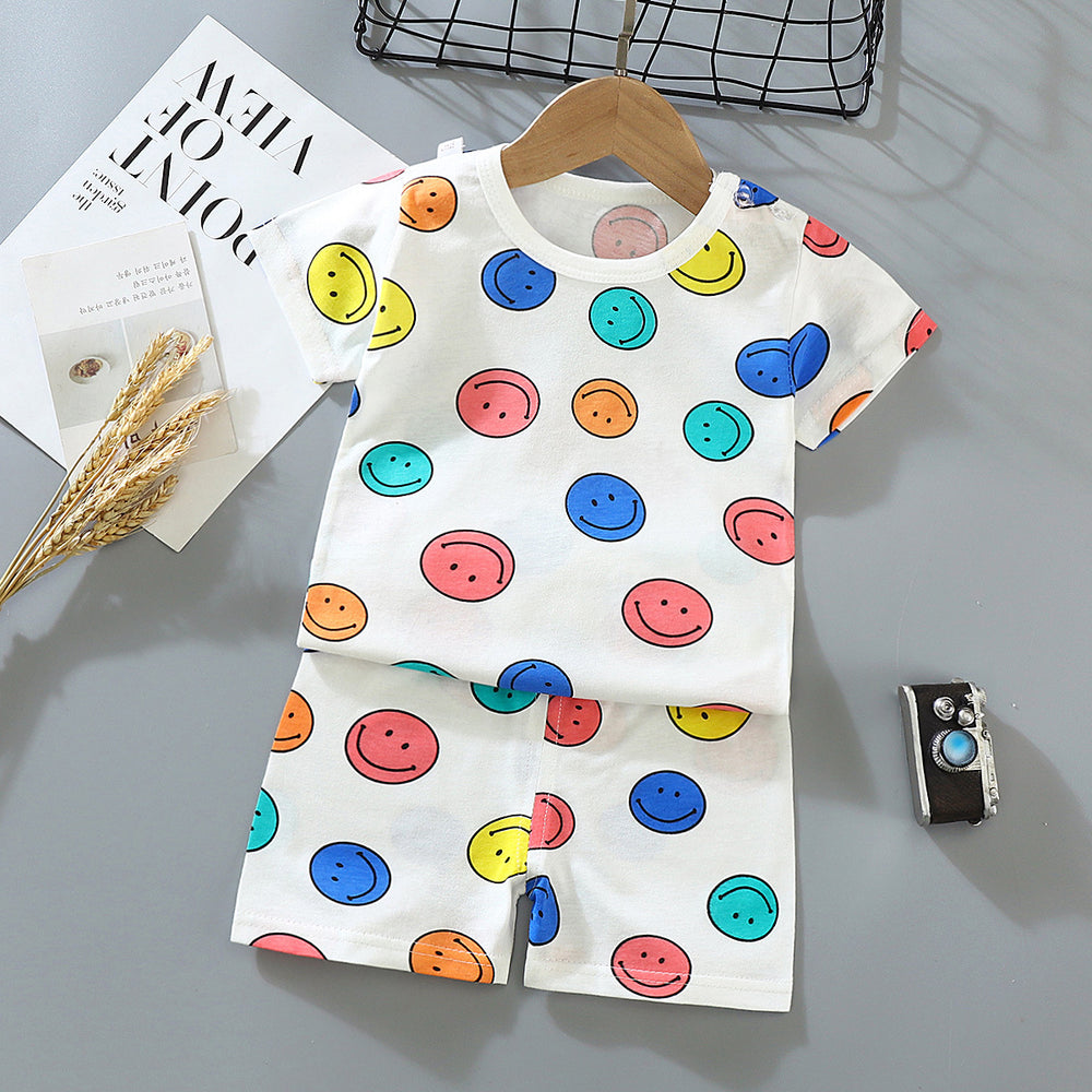 Kids' short-sleeve and shorts set - toddler & children's summer pure cotton underwear - boys' & girls' crew neck t-shirt
