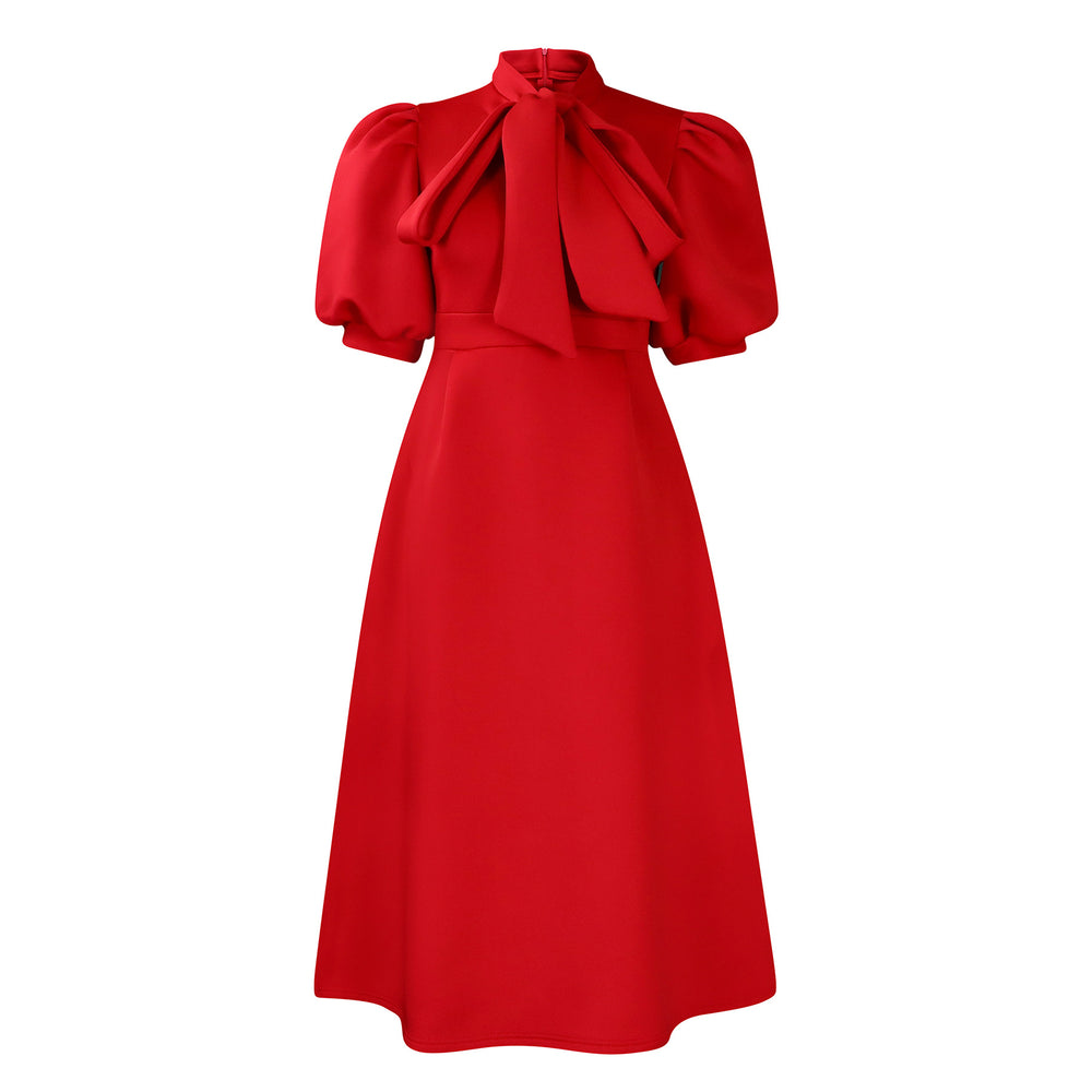 summer new european and american cross-border short-sleeve tie-up bowknot puffy ball gown european and american dress