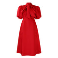 summer new european and american cross-border short-sleeve tie-up bowknot puffy ball gown european and american dress