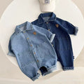 Newborn baby denim romper - korean style, unisex, spring/autumn outfit for crawling and outdoor wear