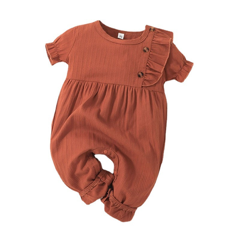 Kids' summer fashion: girls' short-sleeve romper - baby & toddler onesie, casual & simple, 100% cotton