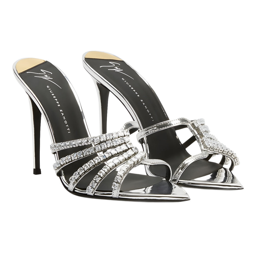 2026 new open-toe pointed-toe rhinestone high heel slippers, stiletto heel slip-on mules, european and american style cross-border rhinestone embellished