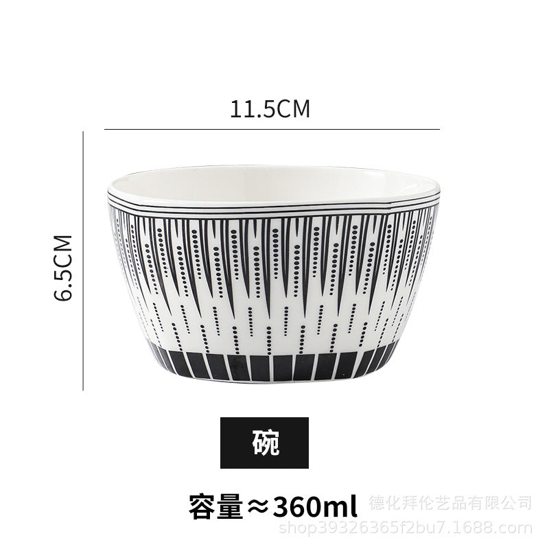 European style minimalist rice bowl, unique household bowl, ceramic creative trendy bowl, moroccan style 4.5inch dessert bowl