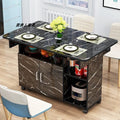 Faux marble nordic extendable folding dining table, rectangular modern minimalist home small apartment dining table for 4-6 people