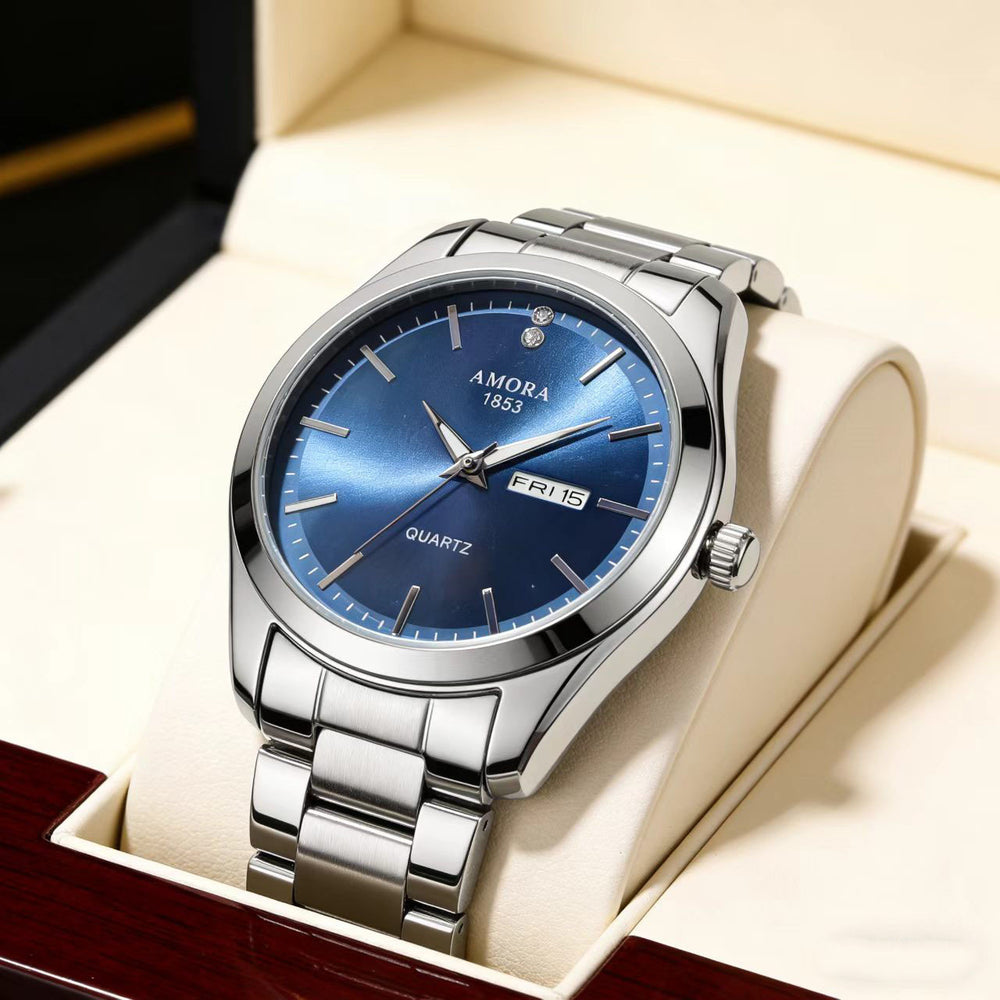 Authentic new men's watch - automatic, waterproof, fashionable business style, trendy dual calendar, designer wristwatch for men