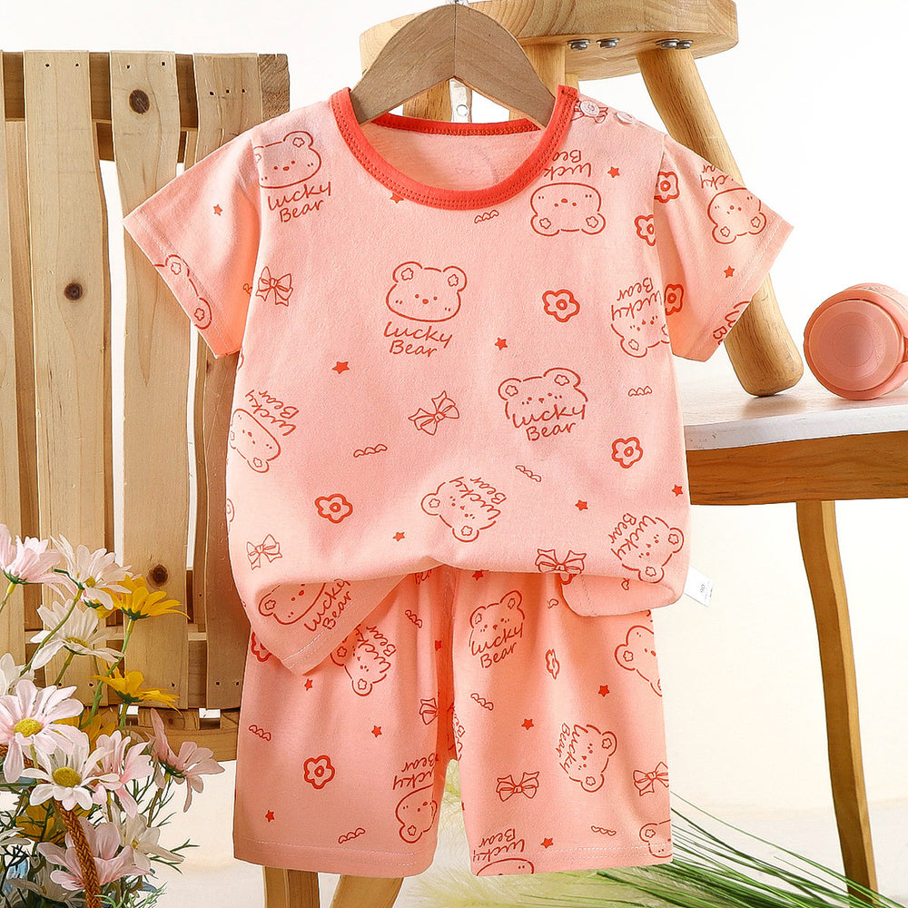 Kids' short-sleeve set: 100% cotton boys' t-shirt & baby summer outfit - girls' shorts, infant clothing, wholesale summer apparel