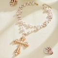 Wholesale oversized cross necklaces - european & american style, statement jewelry with pearl accents, punk cool, high-end women's necklaces