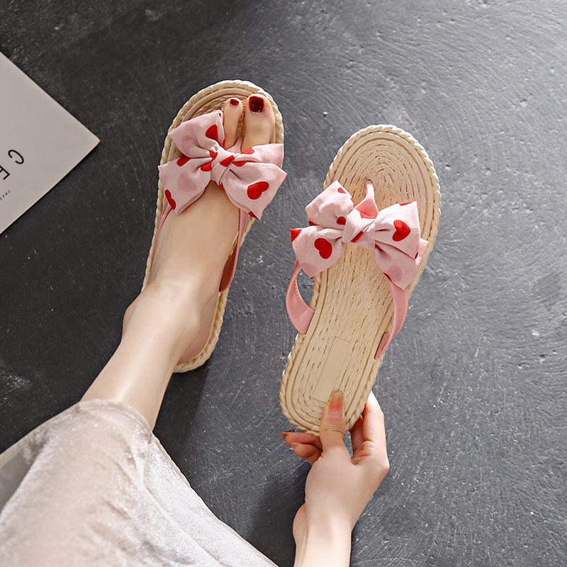 Floral flip-flops women's summer fashion sweet outdoor wear flat beach sandals wet-proof non-slip dorm room slippers