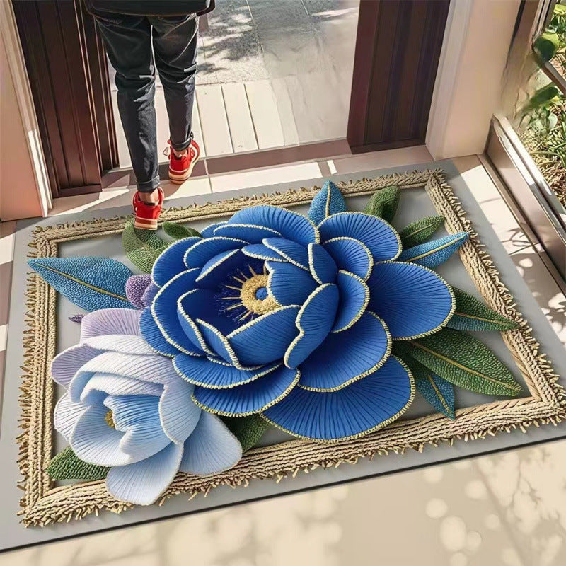 3d rose diatomite mat - absorbent, quick-drying, non-slip floor mat for bathroom, toilet, entrance, and doorways