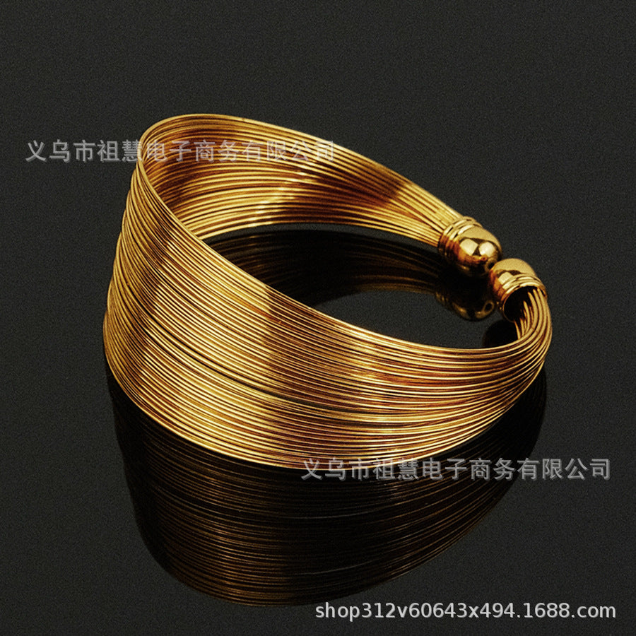 Wholesale cross-border women's copper wire minimalist bangle, fashion adjustable bracelet women's jewelry bangle