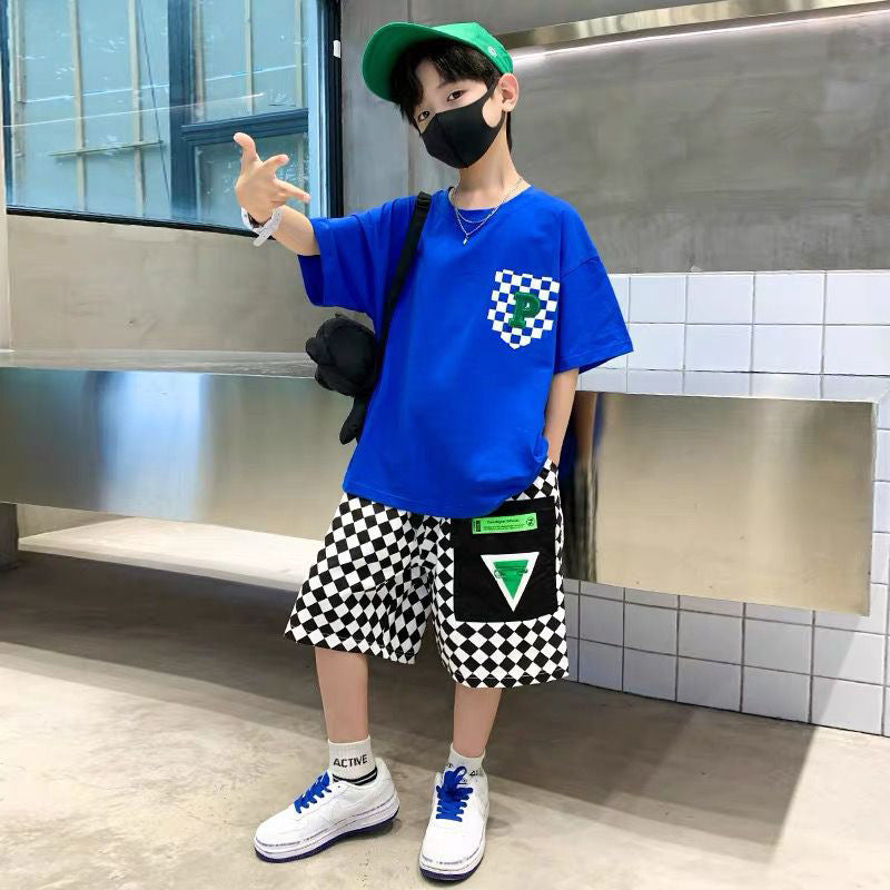 Boys' summer outfit set  new style: stylish and trendy summer streetwear for older boys and young men - cool and edgy short-sleeve clothing