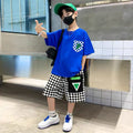 Boys' summer outfit set  new style: stylish and trendy summer streetwear for older boys and young men - cool and edgy short-sleeve clothing