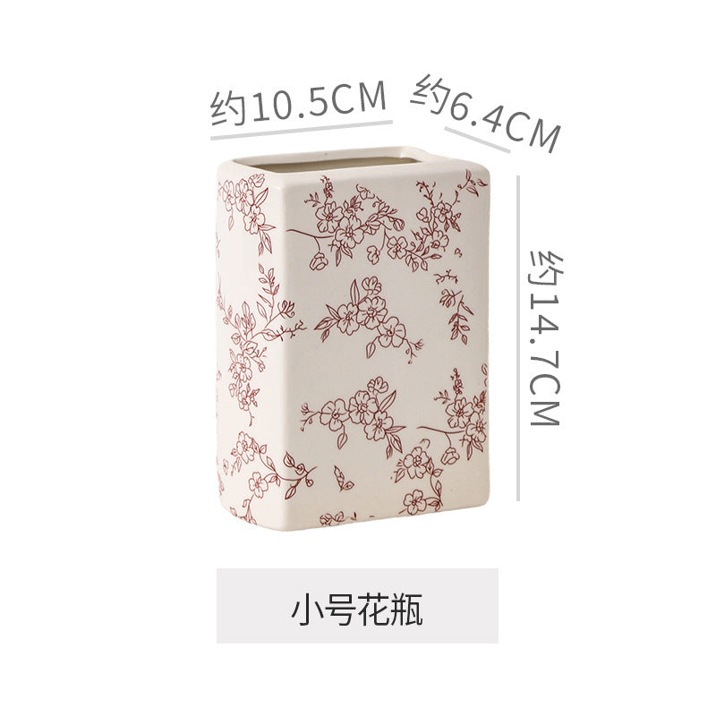 Ceramic vase flower arrangement ornament desktop decoration creative unique book-shaped decorative vessel living room entryway dining table vase