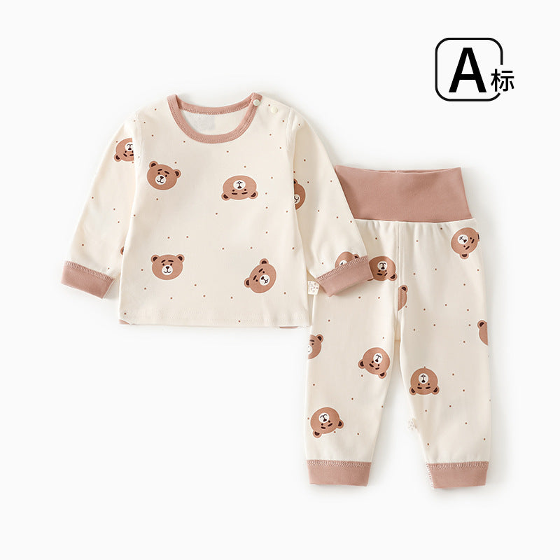 Kids' underwear set - korean style thermal underwear, high-waisted belly protection pants, new spring/autumn pajamas & loungewear