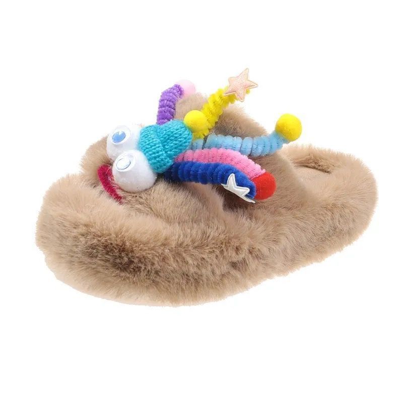 2025 winter fuzzy slippers for women, new high-style lambswool warm home cotton slippers for autumn/winter 2025
