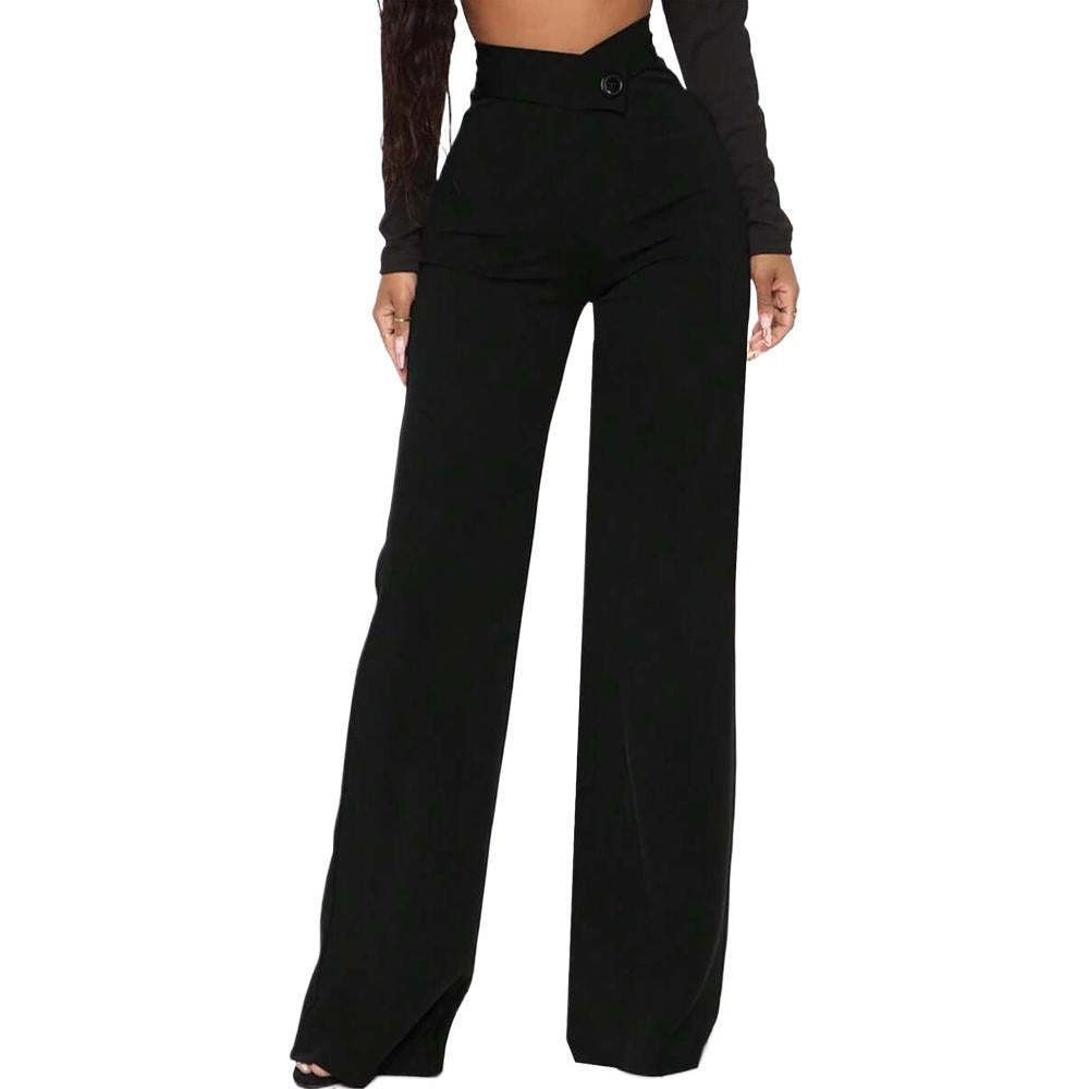 exportelegantwork clothinghigh waiststraight-leg pants women's spring & fallnew arrivaldrapedilmslimming look black suit pants