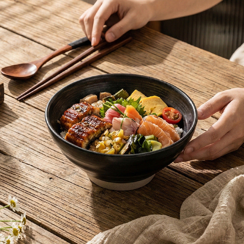 Japanese-style stoneware rice bowl ceramic soup bowl unique creative tableware household dinner bowl retro dessert & salad bowl