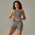 New arrival cross-border fashion seamless back cross double shoulder strap sports vest bra suit running fitness yoga pants