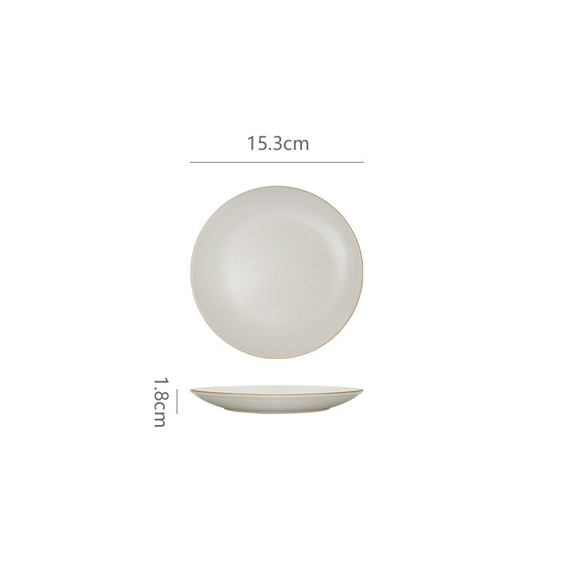 Minimalist creative stroked ceramic dinner plate - commercial western food flat plate for restaurant steak, pasta, and dessert service