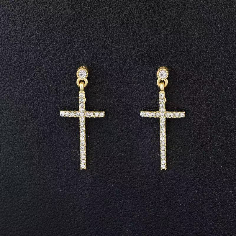 Amazon cross-border hot seller: 925 sterling silver moissanite stud earrings - unisex cross design, d color moissanite earrings