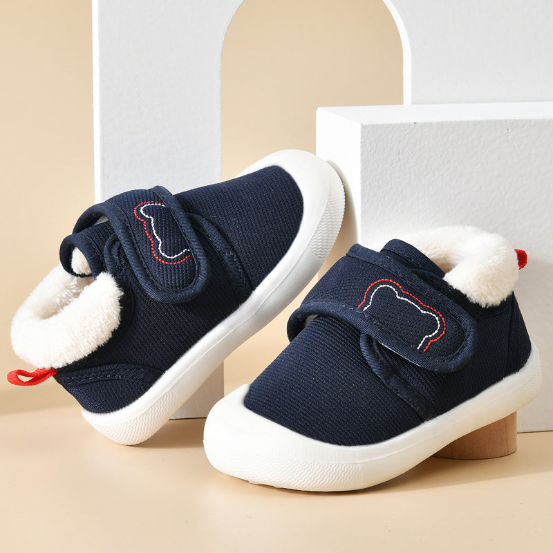 Baby walking shoes for girls, autumn/winter infant shoes, toddler shoes (0-1-2 years), soft sole fleece-lined cotton shoes, baby boy shoes
