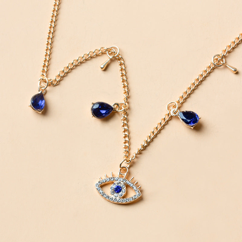 Wholesale devil's eye alloy necklace - european and american cross-border crystal eye jewelry - summer gold-plated european and american style pendant for women
