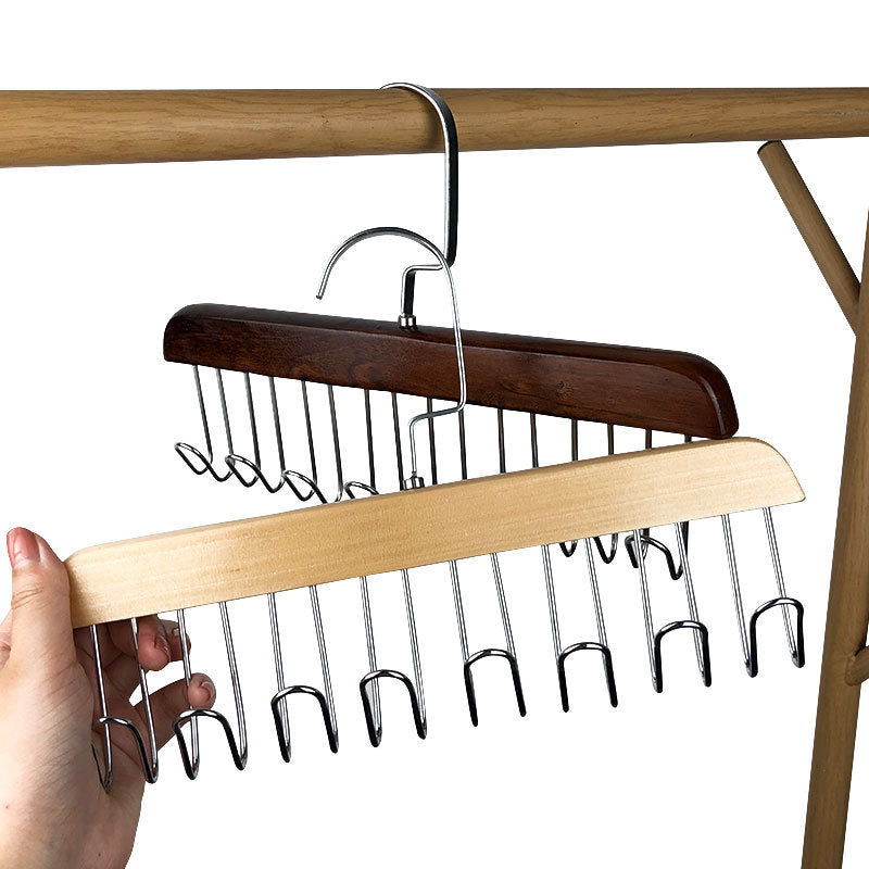 Solid wood clothes hanger intimates vest wooden storage rack tie hanging multi-function hook clothing store clothes drying rack wholesale