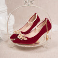Wedding shoes for women with thick heels 2023fall and winternew arrival bride red non-tiring feet wedding dress high heels shoes xiuhe clothes two wears