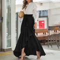 women's plaid mermaid skirt rufflesasymmetrical hemhigh waistcasual umbrella wrap long skirt