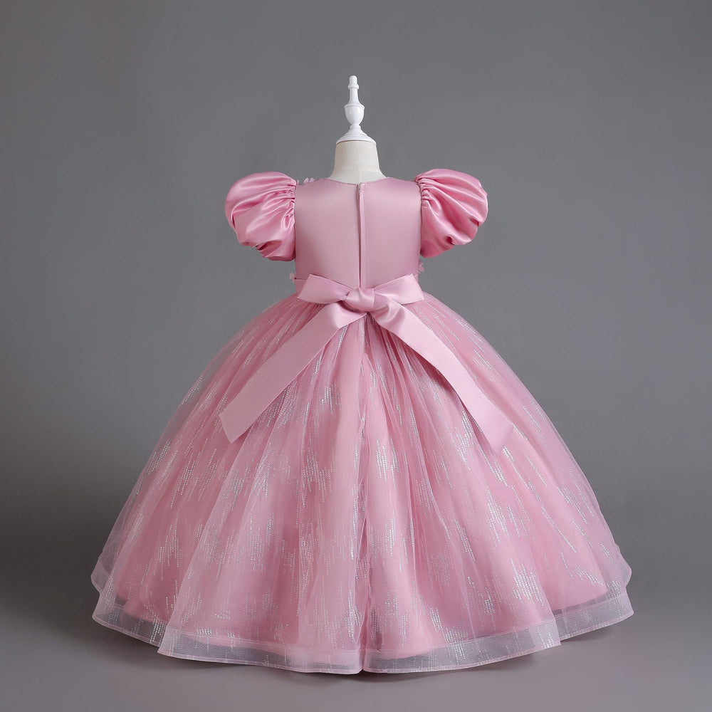 New arrival: puff sleeve sequin mesh princess dress for girls - perfect for international children's day!