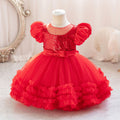 Ready-to-ship wholesale children's sequin dress, tulle cake princess dress, first birthday evening gown, girl dress