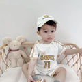 Newborn infant romper short sleeve pullover unisex baby loose fit fashion sports jumpsuit outing crawling suit