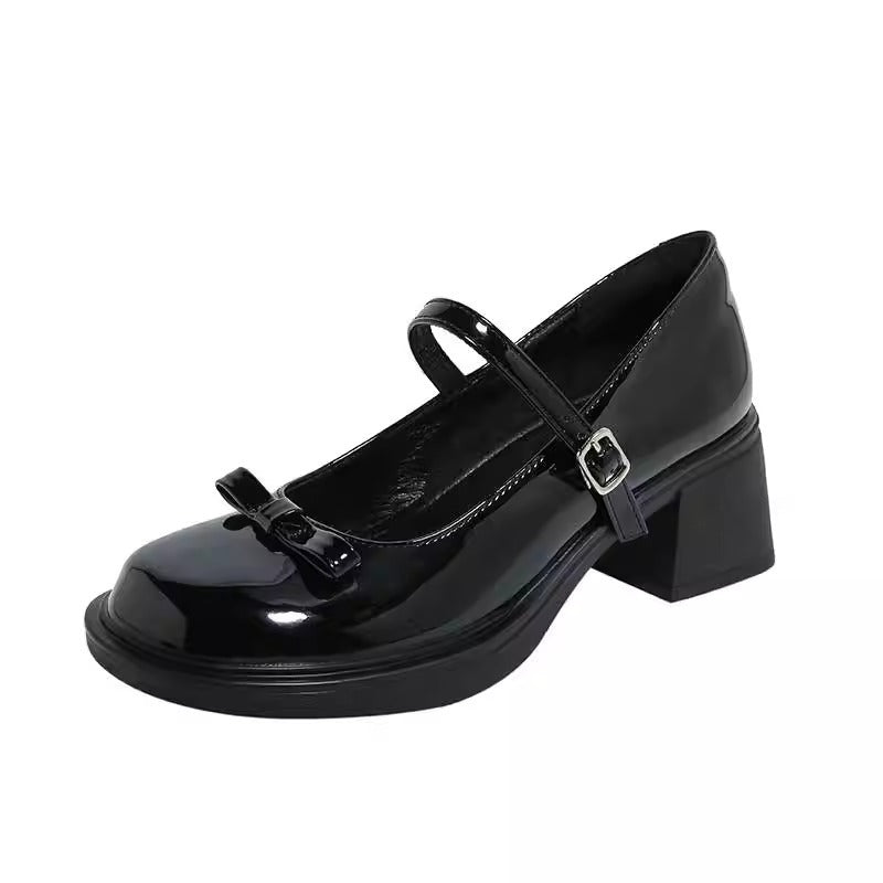 Bow Japanese muffin shoes women's 2025 spring new British style sweet skirt jk cute princess small leather shoes