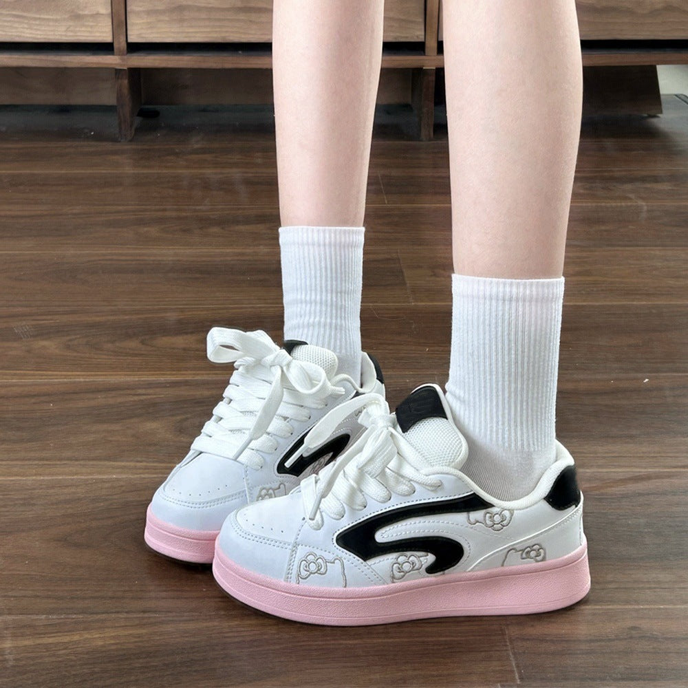Women's sneakers: trendy ins style, spring/autumn 2026 new collection - versatile white shoes with leather upper, soft sole, athletic & casual bread shoes
