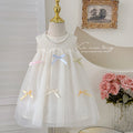 girls' summer dress,  sleeveless tank top mesh dress, baby bow princess dress