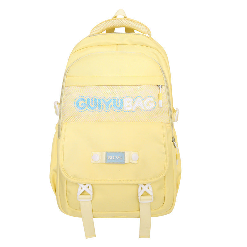 New schoolbag female middle school students simple and versatile large capacity fashion solid color backpack high school students college style backpack